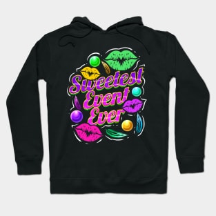 Logo Sweetest Event Ever, Kiss Mouth, Beads For Mardi Gras Hoodie